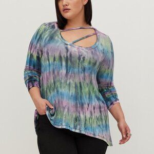 Plus Size 3X LoveSick TORRID Strappy Hi-Low Tee - Super Soft Tie Dye Shirt Top